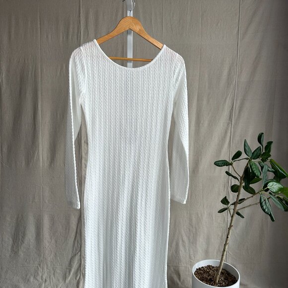 Commense Cutout Tied Textured Knit Long Dress - Picture 2 of 3